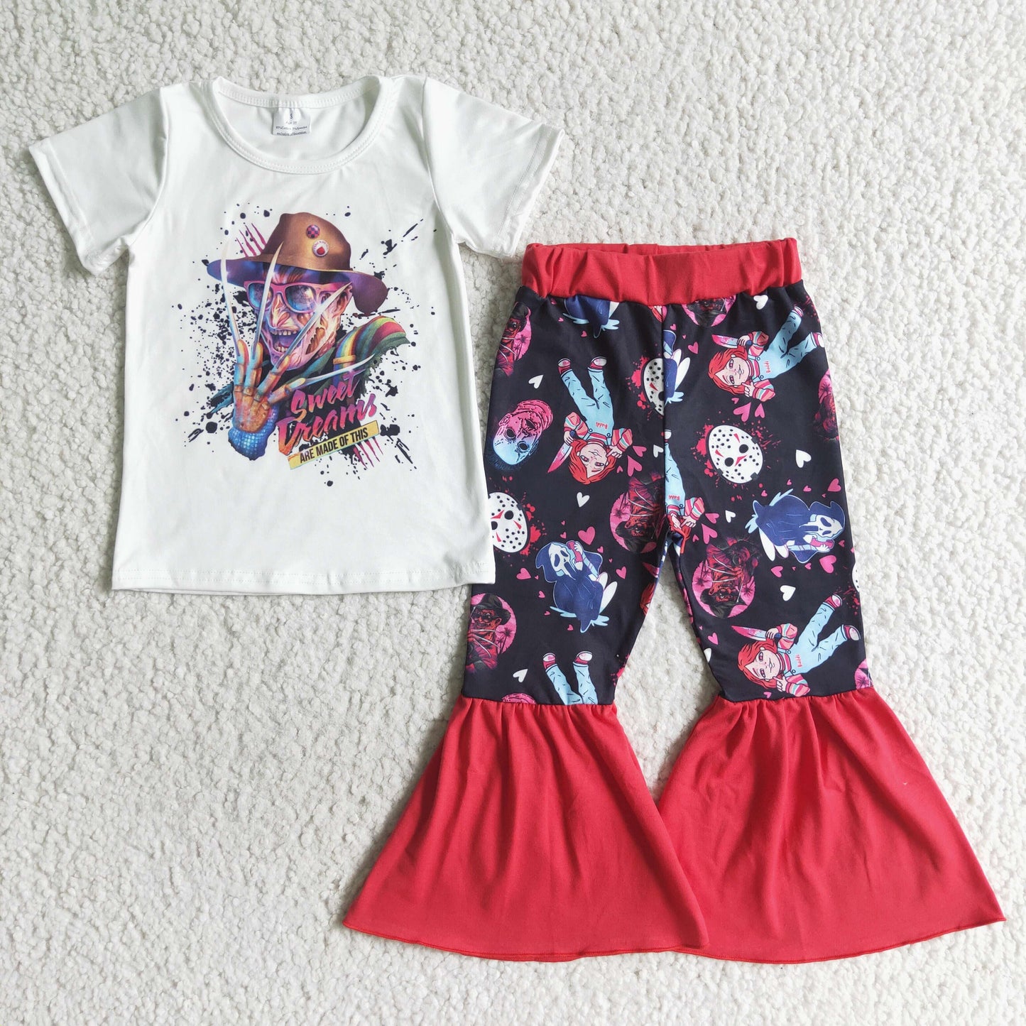 Halloween Cartoon bottom Red Bell Pants Gilrs Outfits