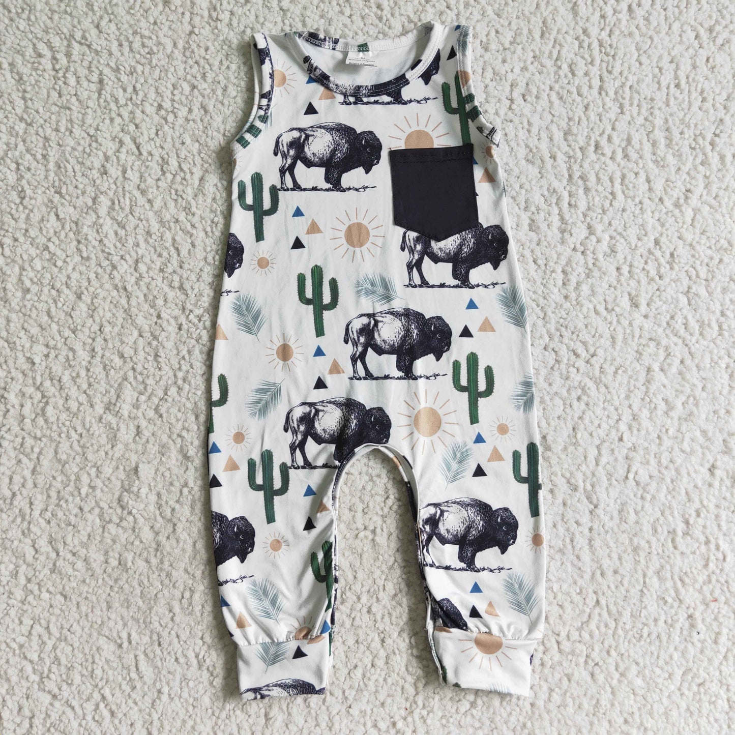 Cactus Cow Print Boy romper