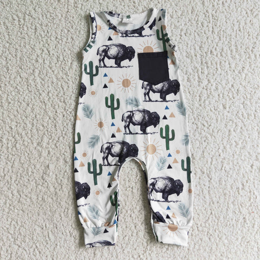 Cactus Cow Print Boy romper