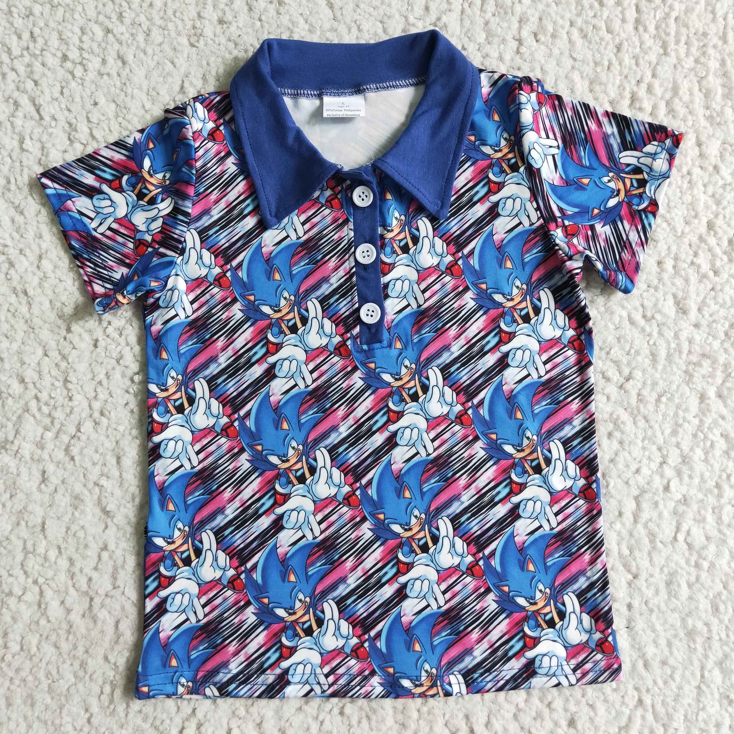 Cartoon With Button Boy Shirt