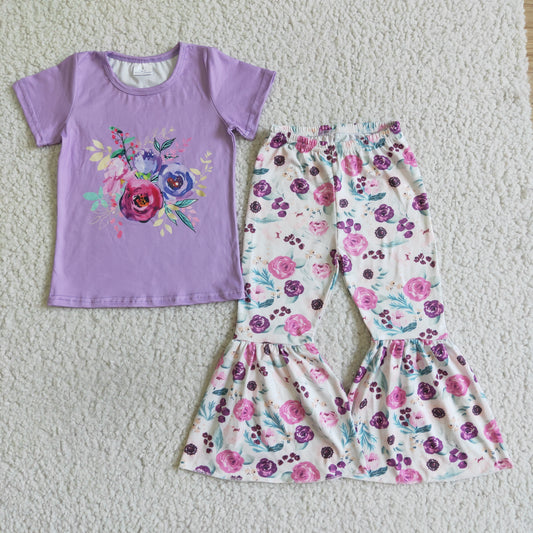 Purple Flowers Girl Outfits