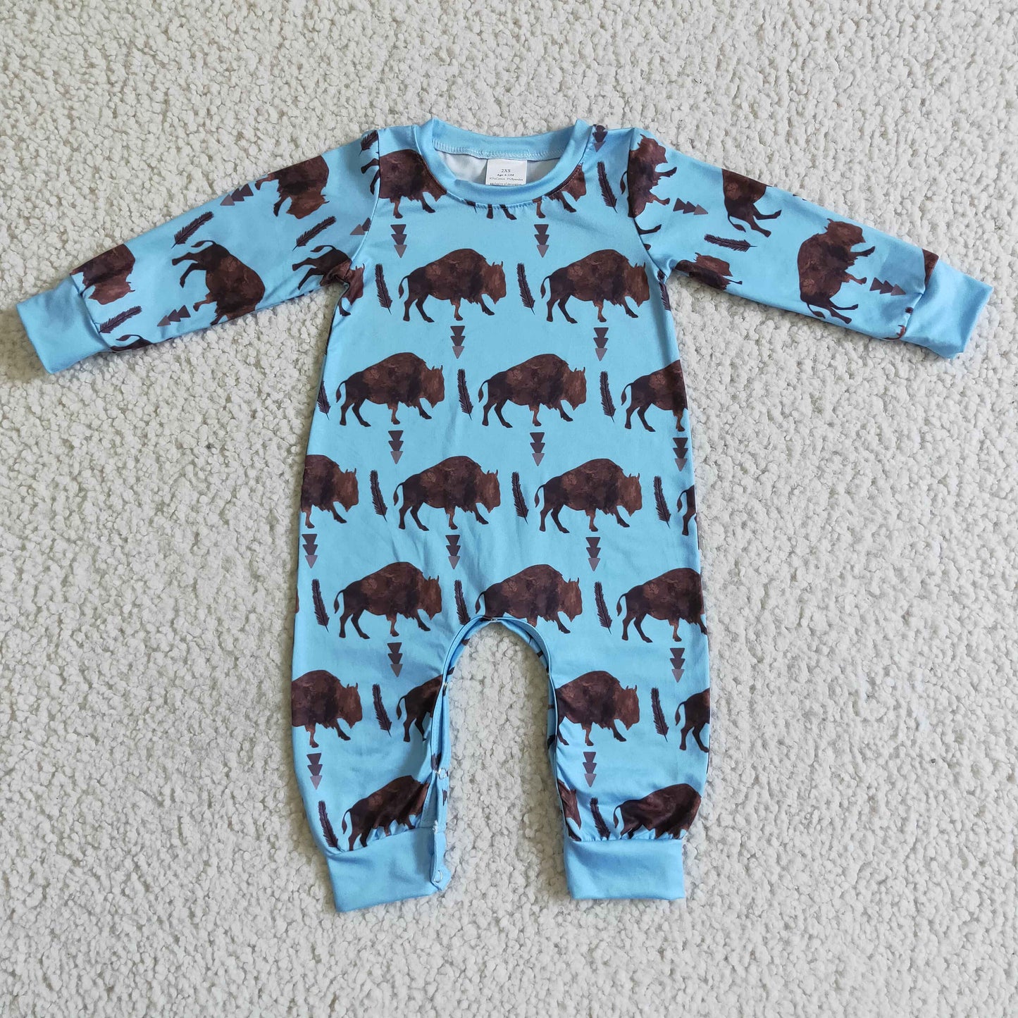 Boy Blue Cow Baby Romper