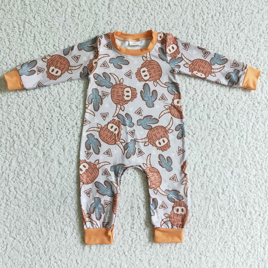 Boy Flowers Cow Baby Romper