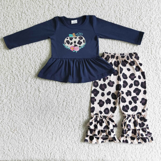 Halloween embroidery Leopard Pumpkin Outfits