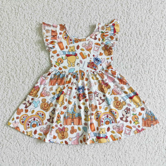 Halloween Cartoon Pumpkin Girls Dress