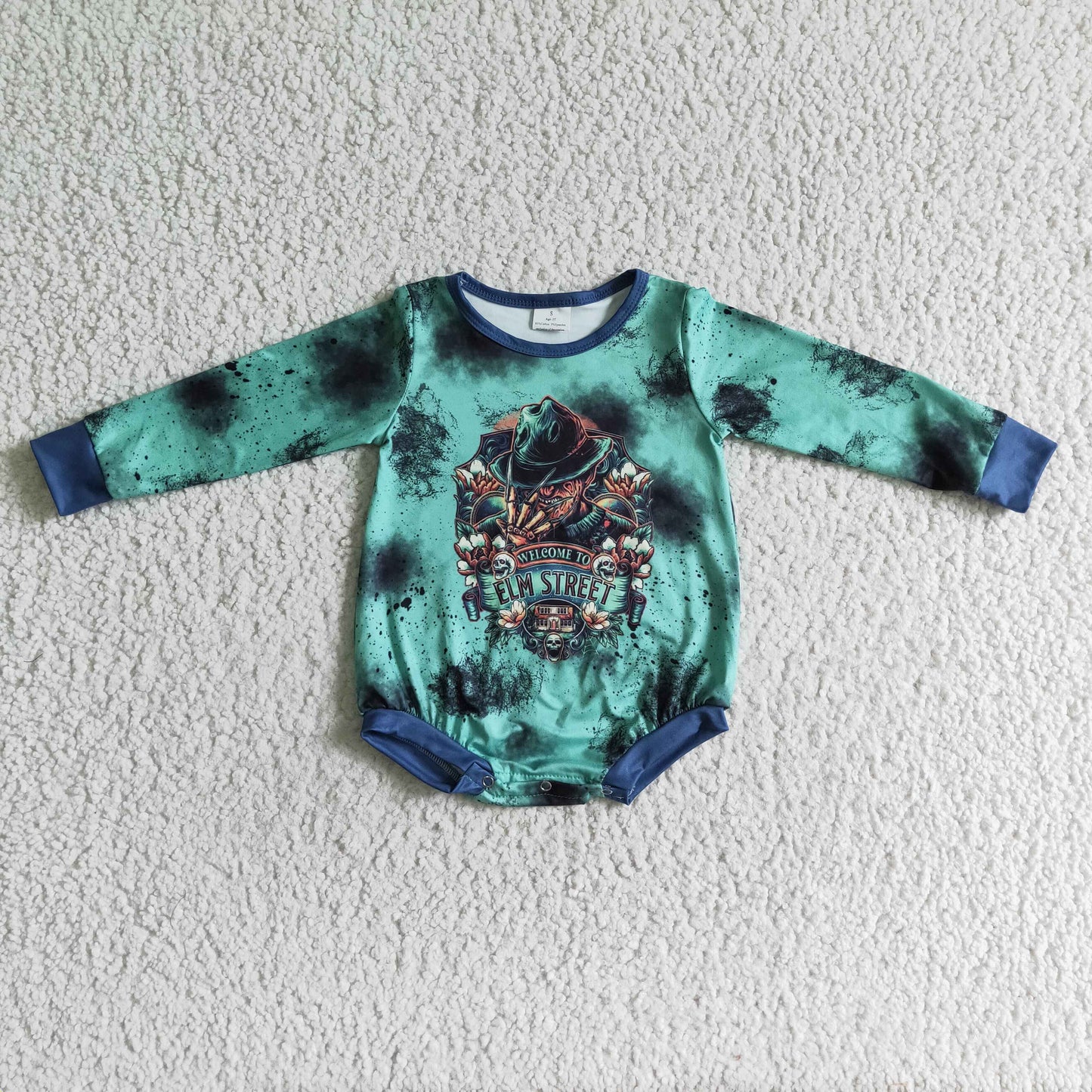 Green Cartoon baby long sleeves romper