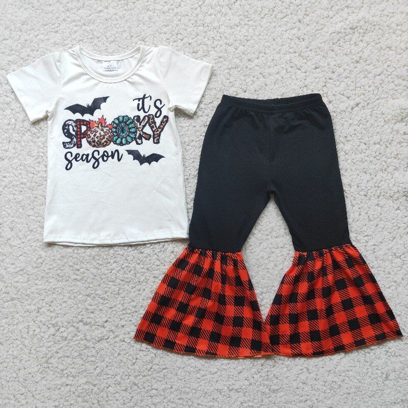 Halloween Pumpkin Pattern Red Plaid Pants