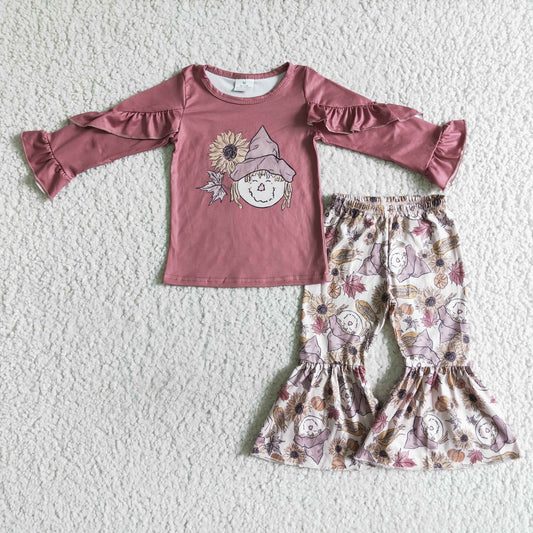 Fall Outfits Flowers Bell Pants