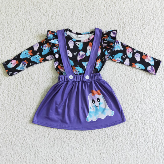 Purple Cartoon Print Girls Set