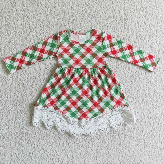 Christmas Striped Plaid Girls Dress
