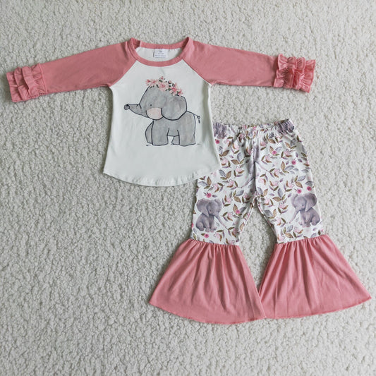 Fall Outfits Pink Elephant Girls Set