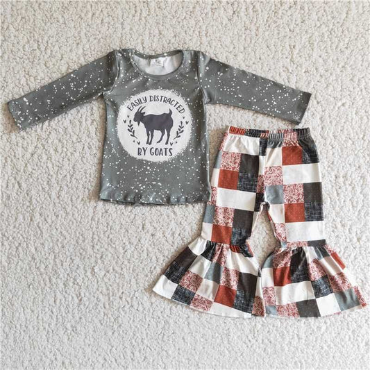Fall Outfits Grey Cow Girls Set