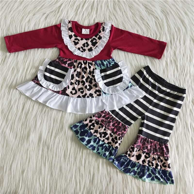 Fall Outfits Burgundy Leopard With Pockets Boutique Girl Suit