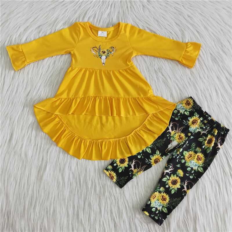 Fall Outfits Sunflower Cow Cotton Outfits