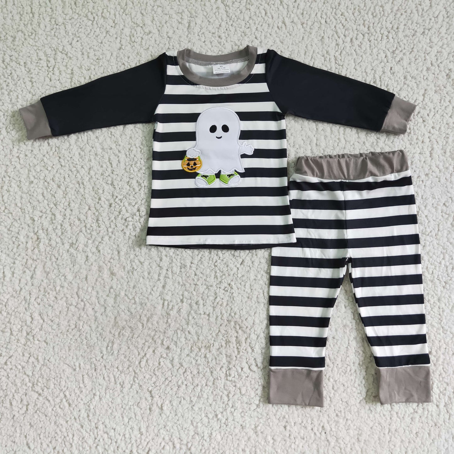 Halloween embroidery Black and White Stripes Paj