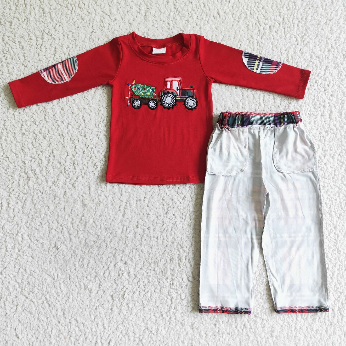 Red Christmas Embroidery Tree Car Outfits