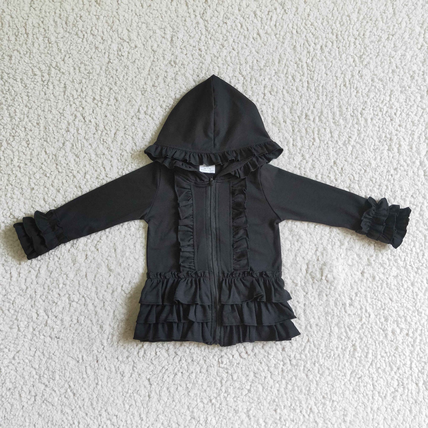 Black Cotton Girls Jacket
