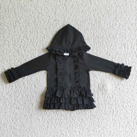 Black Cotton Girls Jacket