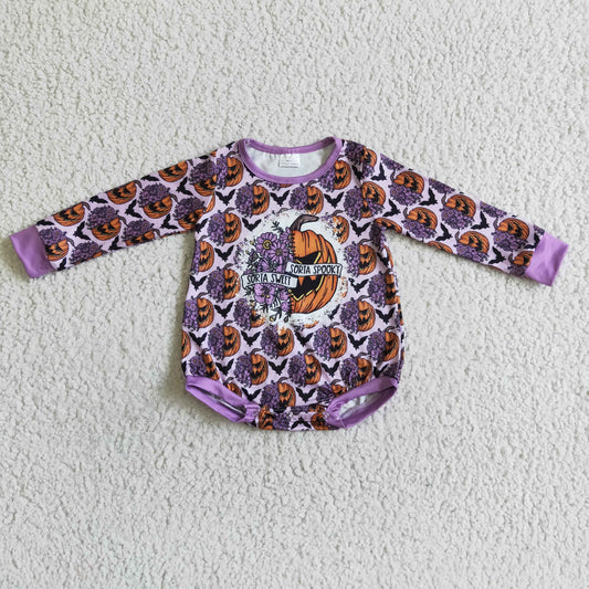 Halloween Purple Pumpkin long sleeves romper