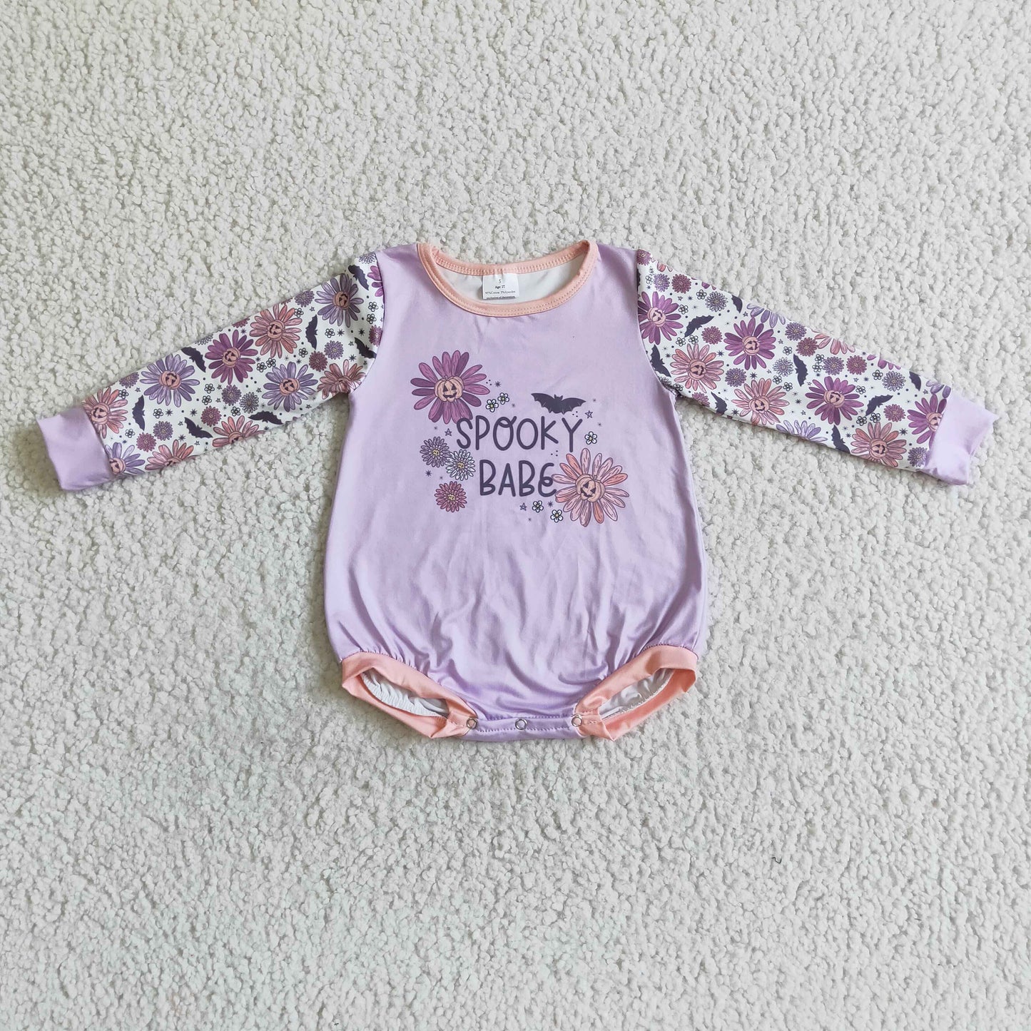 Halloween Purple Flowers long sleeves romper