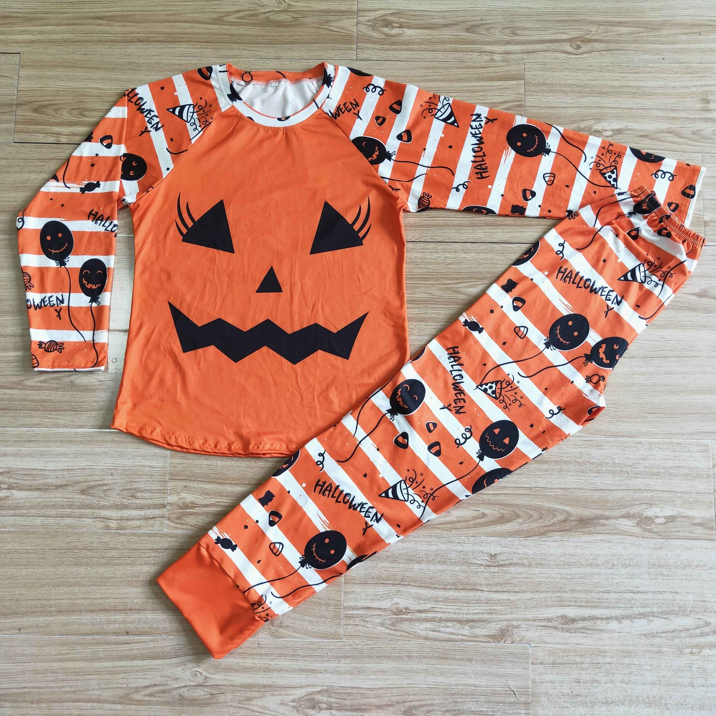 Halloween Family Orange Pumpkin Adult Women Pajamas