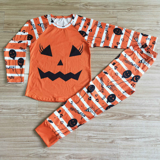 Halloween Family Orange Pumpkin Adult Women Pajamas