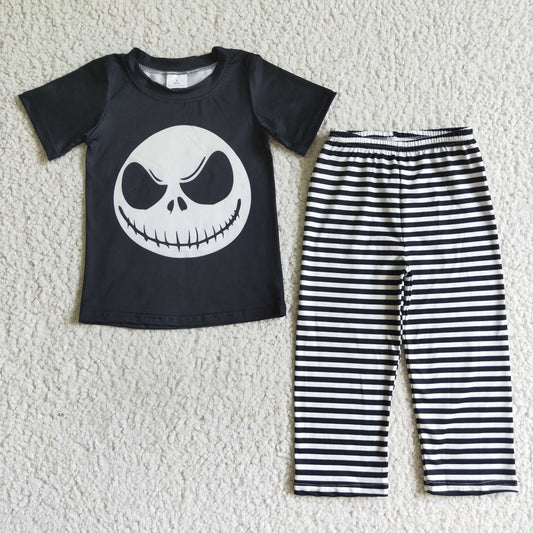 Halloween Black Print Stripe Boy Outfits