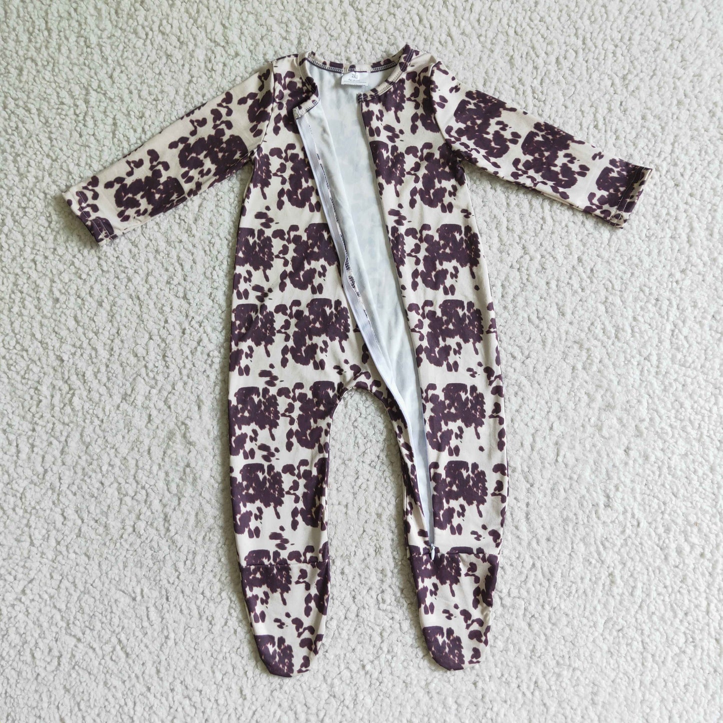 Cow Baby Romper With zipper