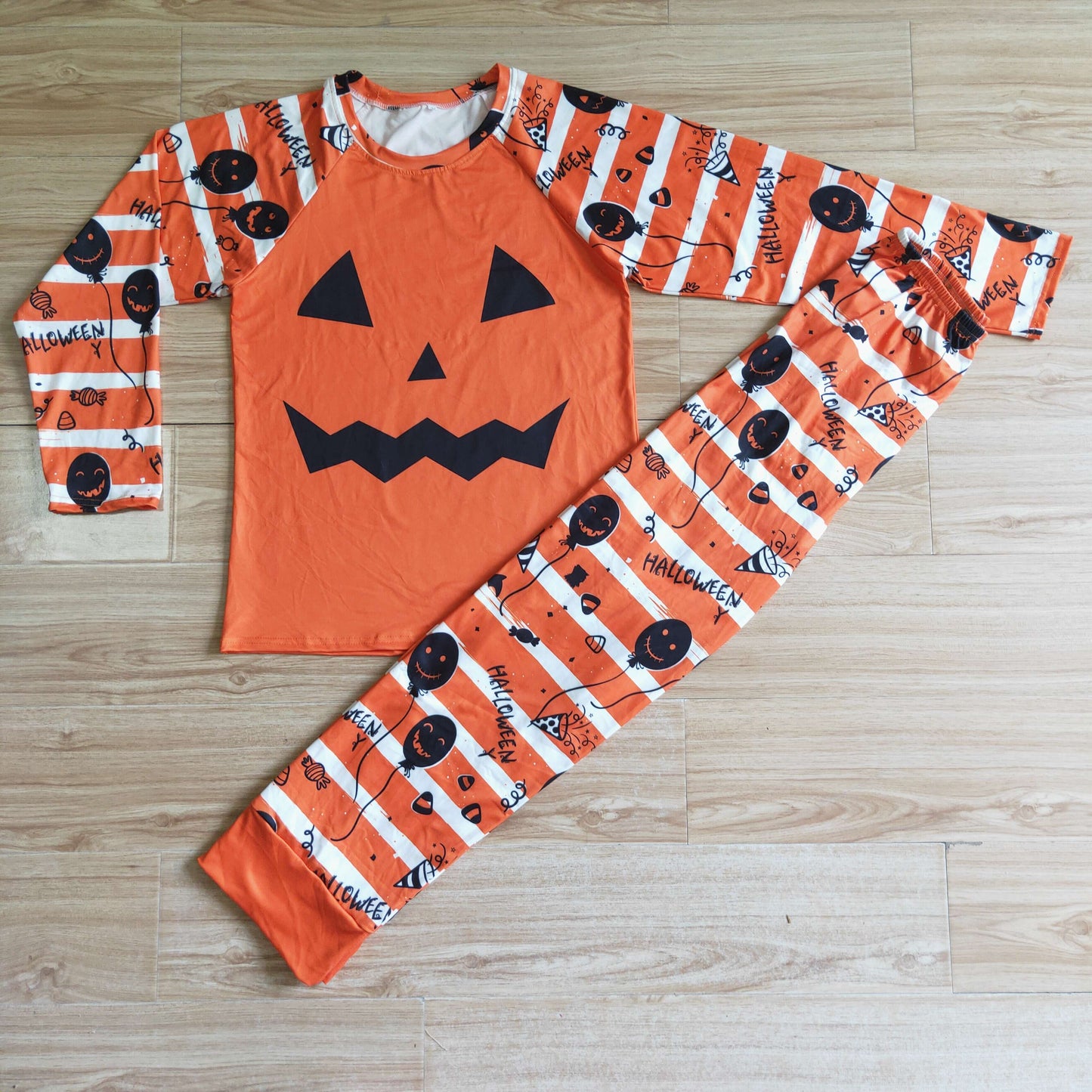 Halloween Family Orange Pumpkin Adult Men Pajamas