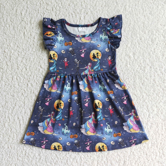 Halloween Blue Cartoon Girls Dress
