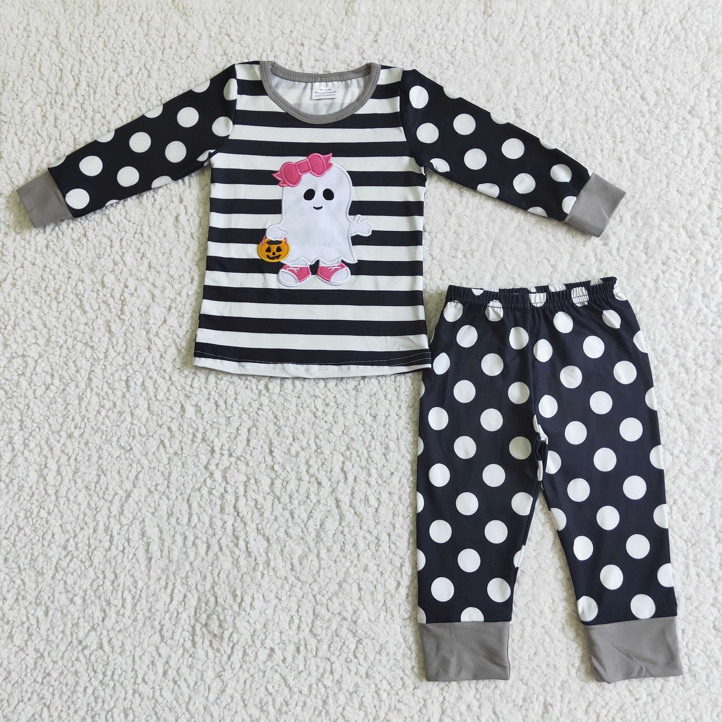Halloween Embroidery Cartoon Ppolka Dots pajamas