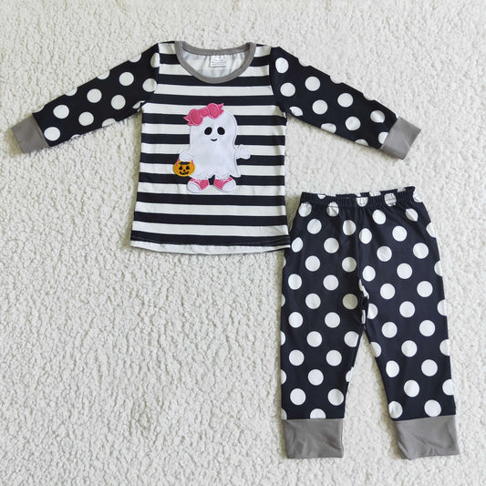 Halloween Embroidery Cartoon Ppolka Dots pajamas