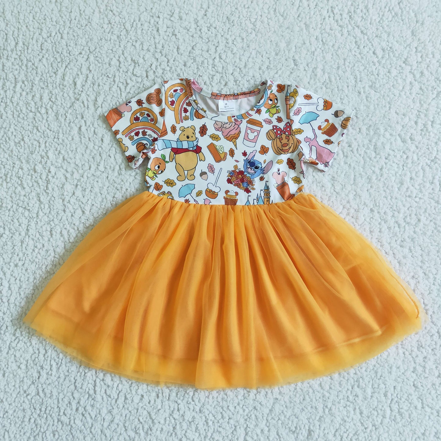 Halloween Cartoon Orange Girls Tutu Dress