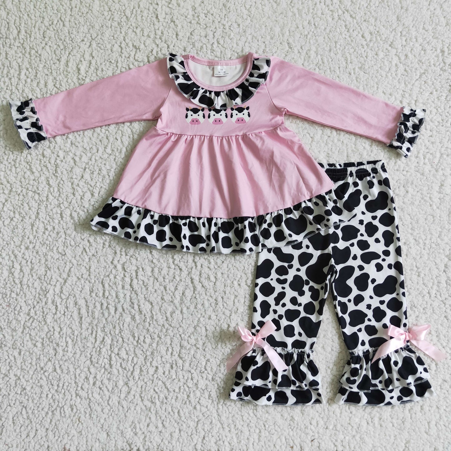 Fall Outfits Pink Cow With Bow Girls Outfits