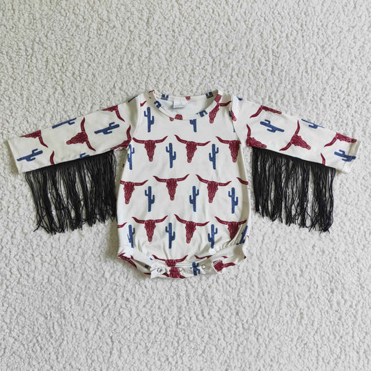 Fall baby Cactus Cow long sleeves romper