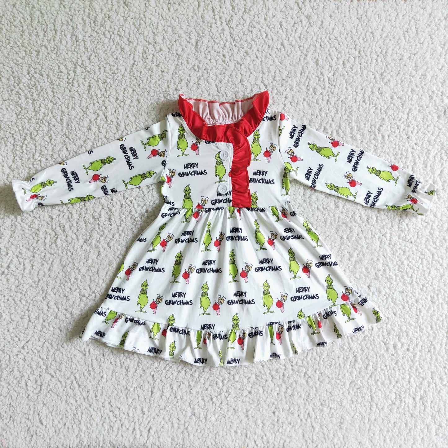 Christmas Green Cartoon Print Big Dress