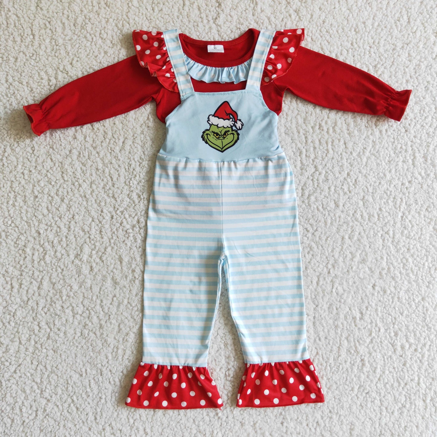 Christmas Red Cartoon Girls Overall