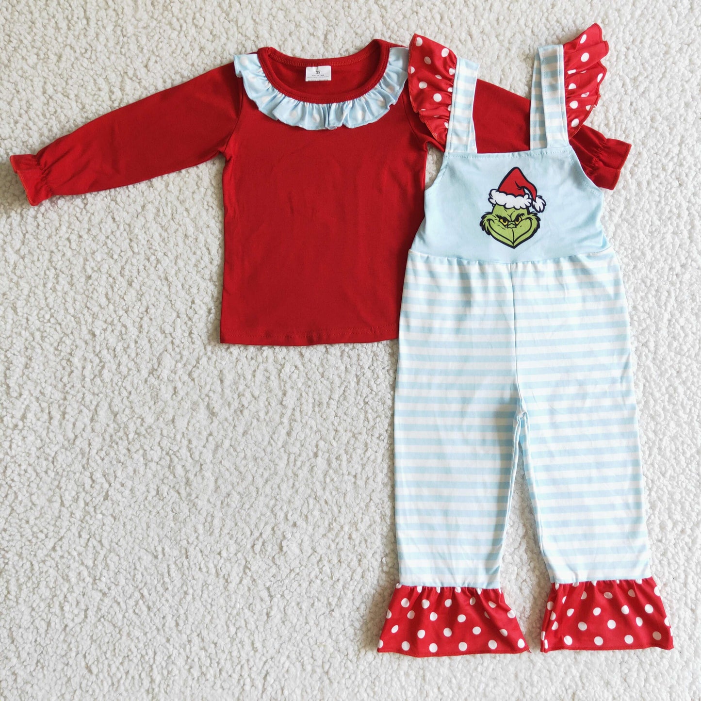 Christmas Red Cartoon Girls Overall