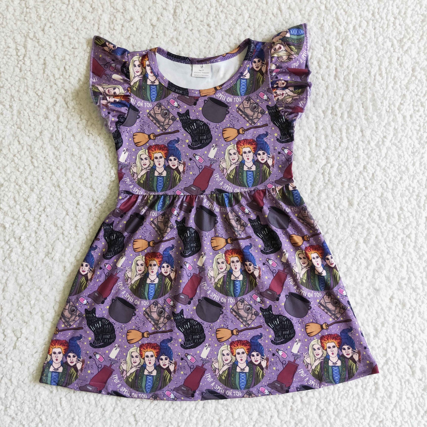 Halloween Purple Cartoon Girls Dress