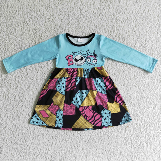 Halloween Blue Cartoon Girls Dress