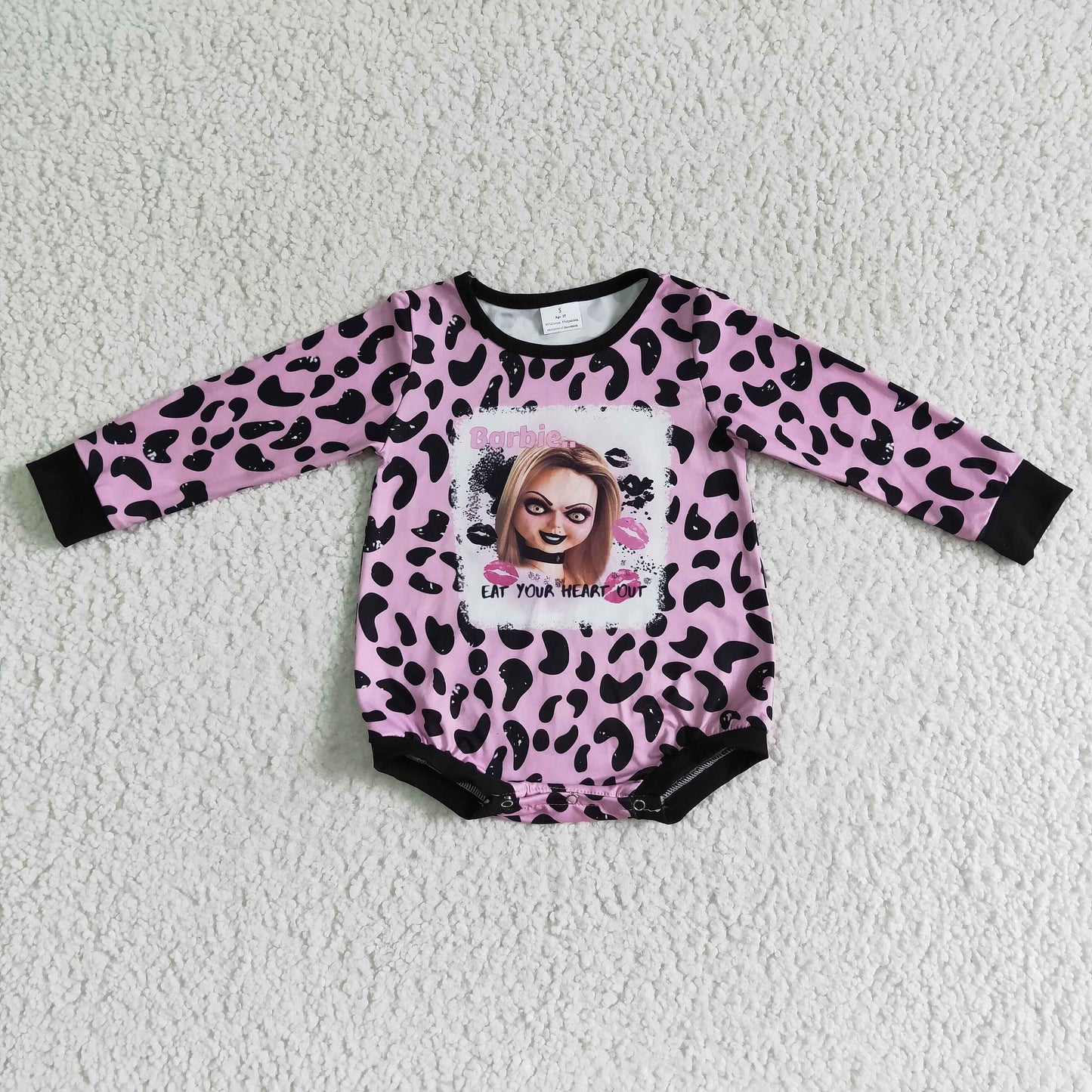 Purple Leopard Cartoon long sleeves romper