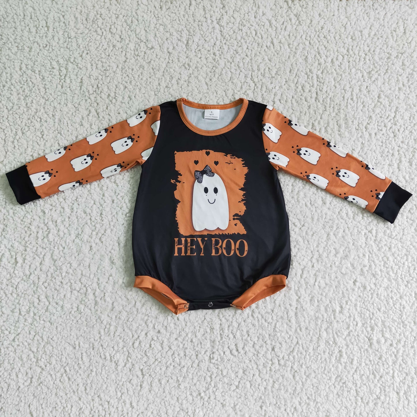 Halloween Orange Pattern long sleeves romper