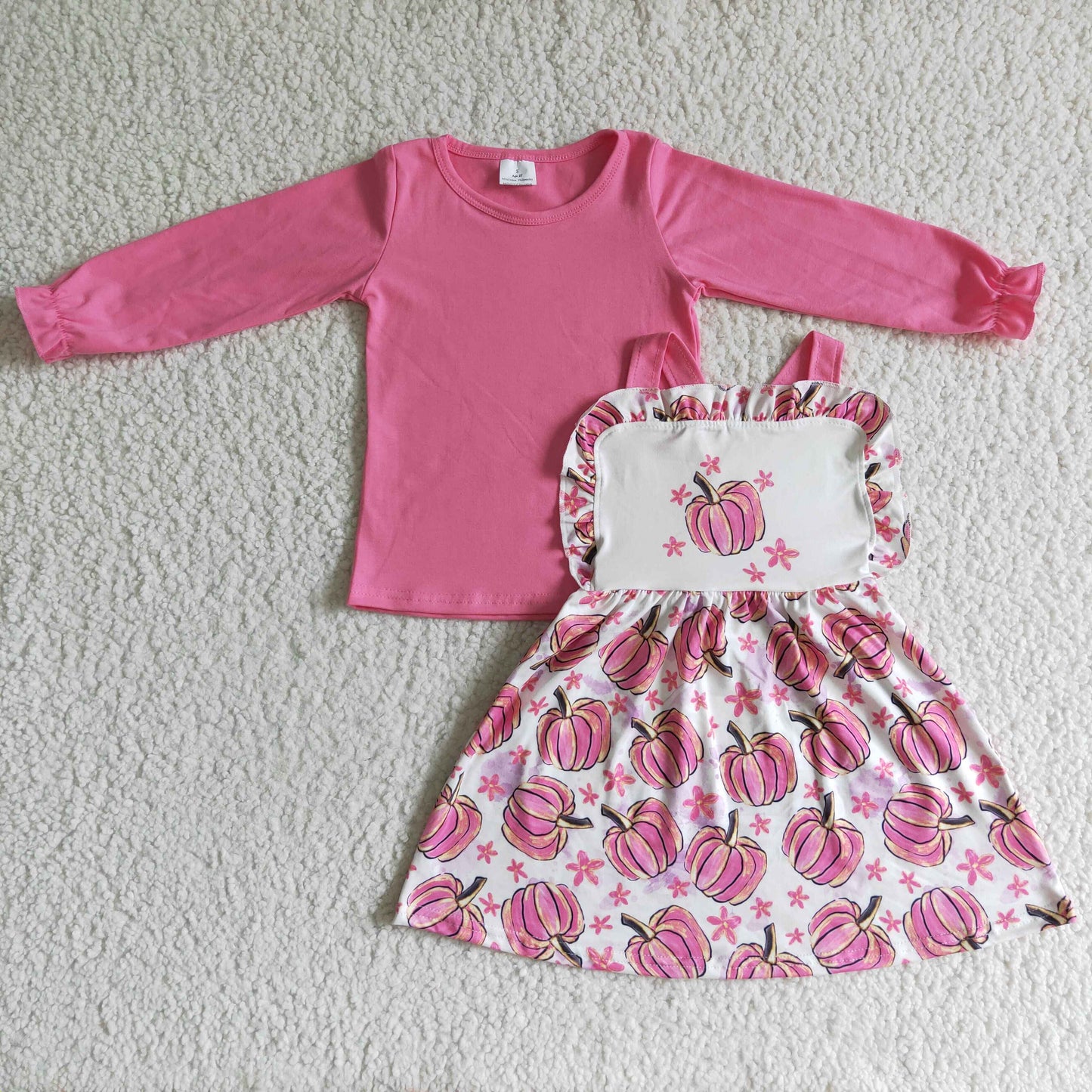 Pink 2pcs Pumpkin shirt +dress