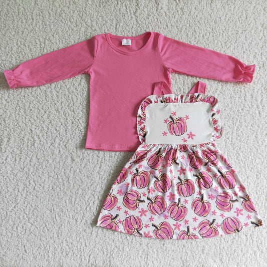 Pink 2pcs Pumpkin shirt +dress