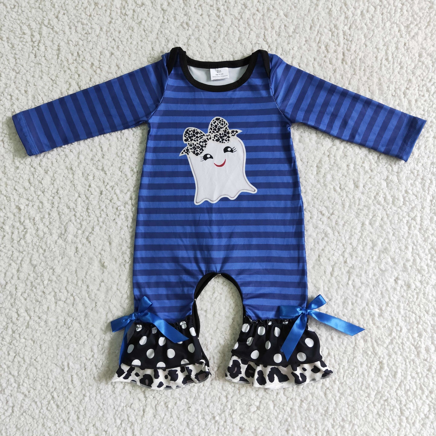 Blue Cartoon Striper Baby Romper