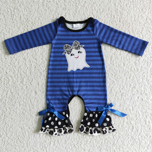 Blue Cartoon Striper Baby Romper