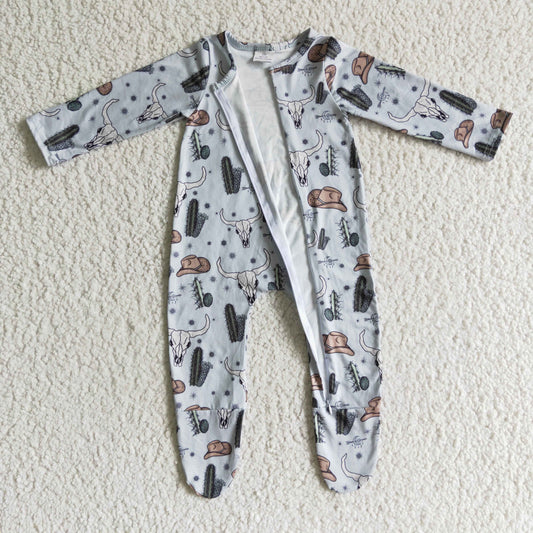 Cactus Cow Baby Romper With zipper