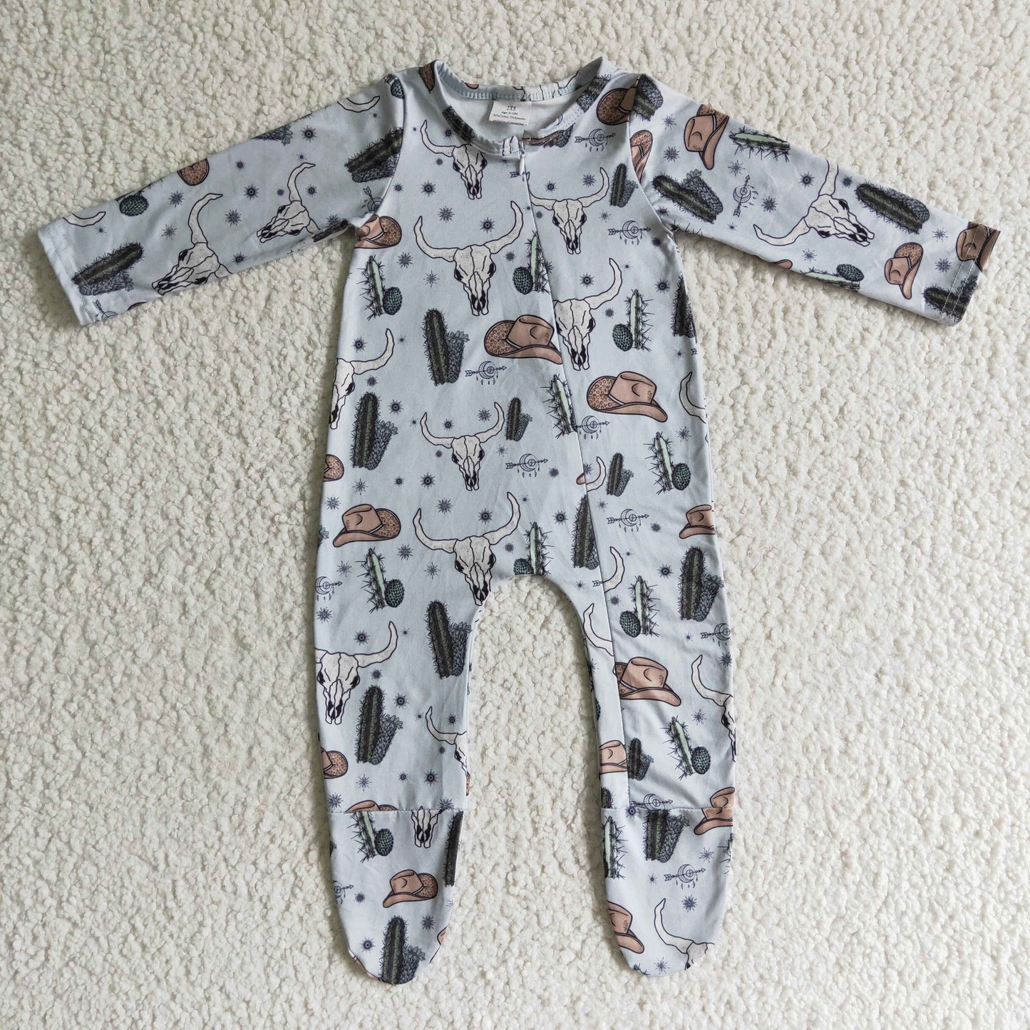 Cactus Cow Baby Romper With zipper