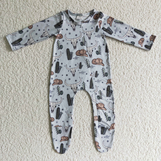 Cactus Cow Baby Romper With zipper