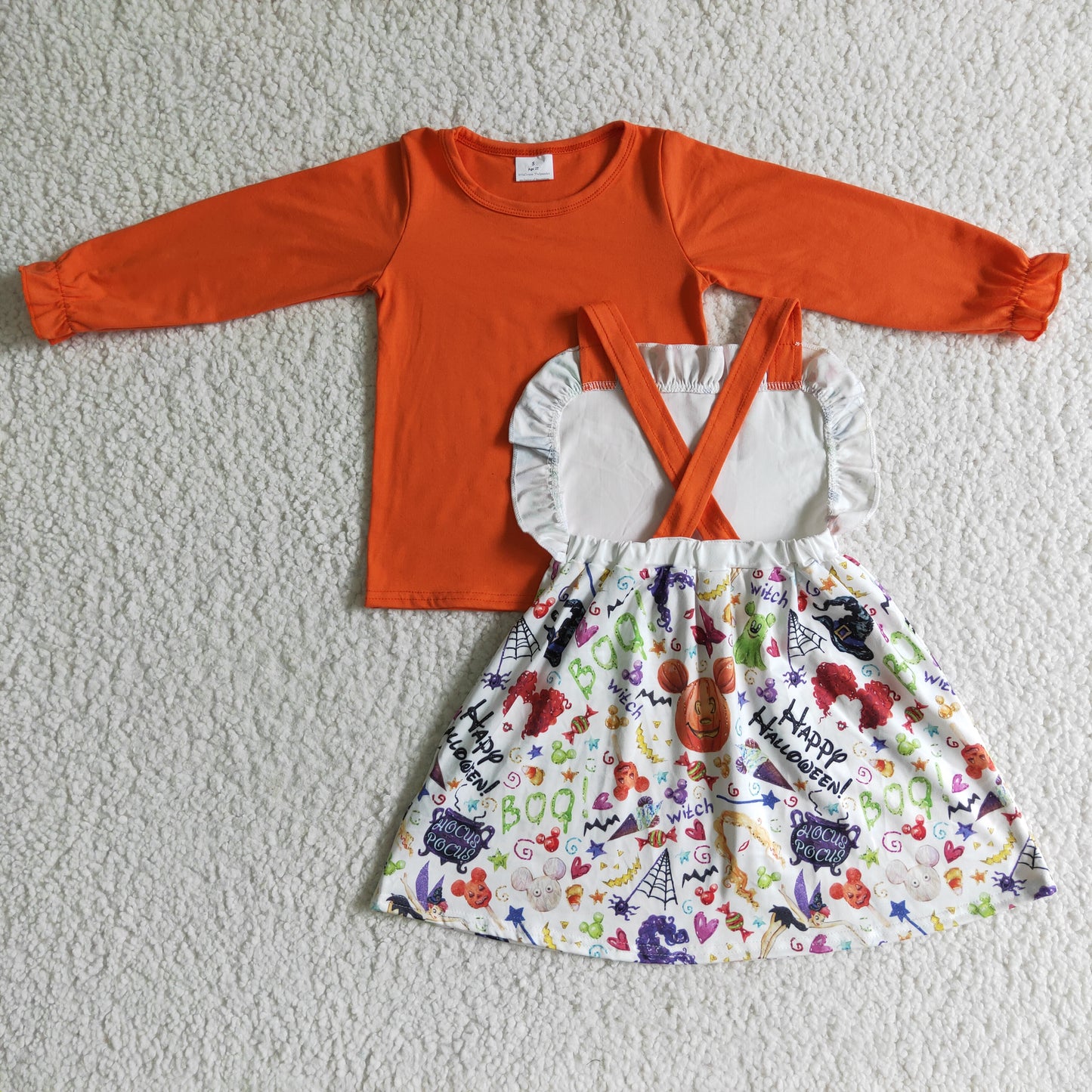 Halloween Orange 2pcs Pumpkin shirt +dress